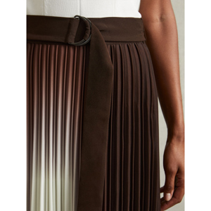 REISS EMILIANA Pleated Crepe Ombre Midi Skirt